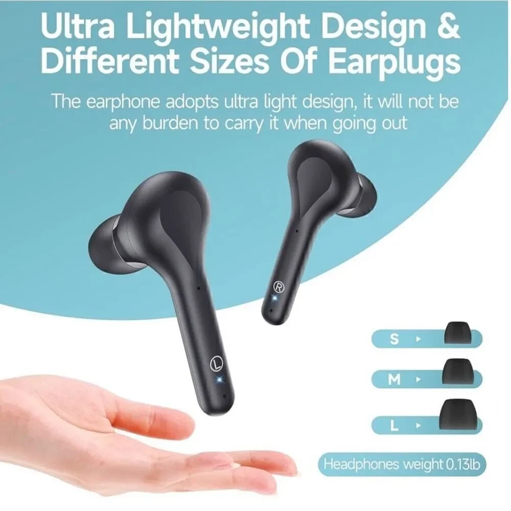 Wireless Earbuds Noise Cancelling 4 Mic Clear Call Bluetooth Headphones Wireless